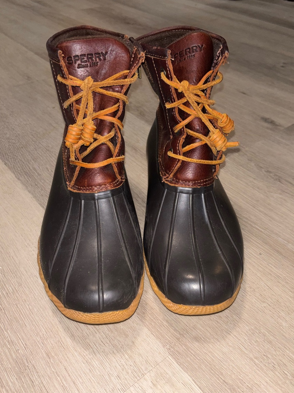 Sperry Women’s Dark Brown Waterproof Duck Boots, Size 8.5